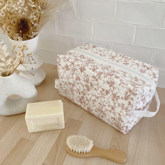 cadeau trousse double gaze fleurs garance