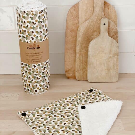 essuie tout lavable reutilisable zero dechet motif terrazzo eponge