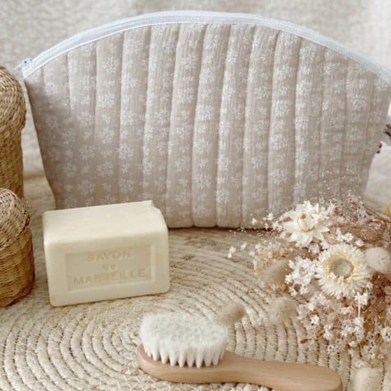 trousse taille maxi matelassee double gaze blanche