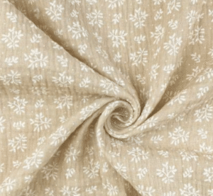 TISSU DOUBLE GAZE FLEURS BLANCHES