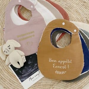 bavoir bebe double gaze eponge bio personnalisable cadeau naissance