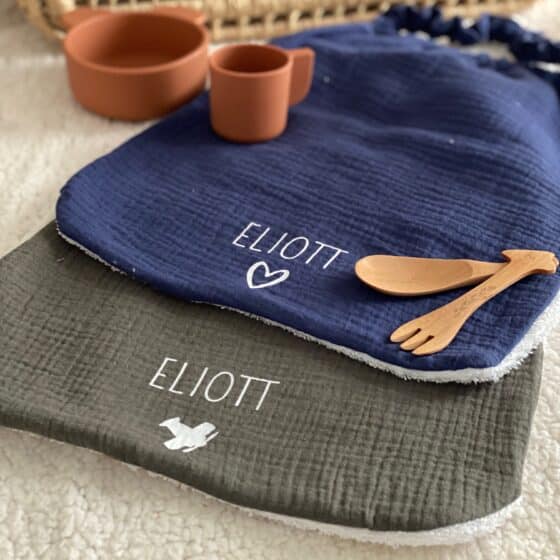 personnalisation serviette de cantine enfant double gaze