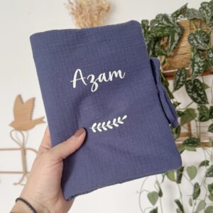 protege carnet sante double gaze bleu personnalise garçon