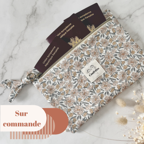 pochette plate trousse maquillage passeport sur commande