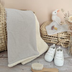 couverture vichy beige cadeau bebe