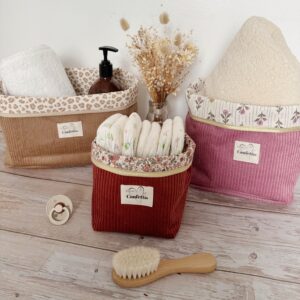 panier rangement chambre bebe tissu velours