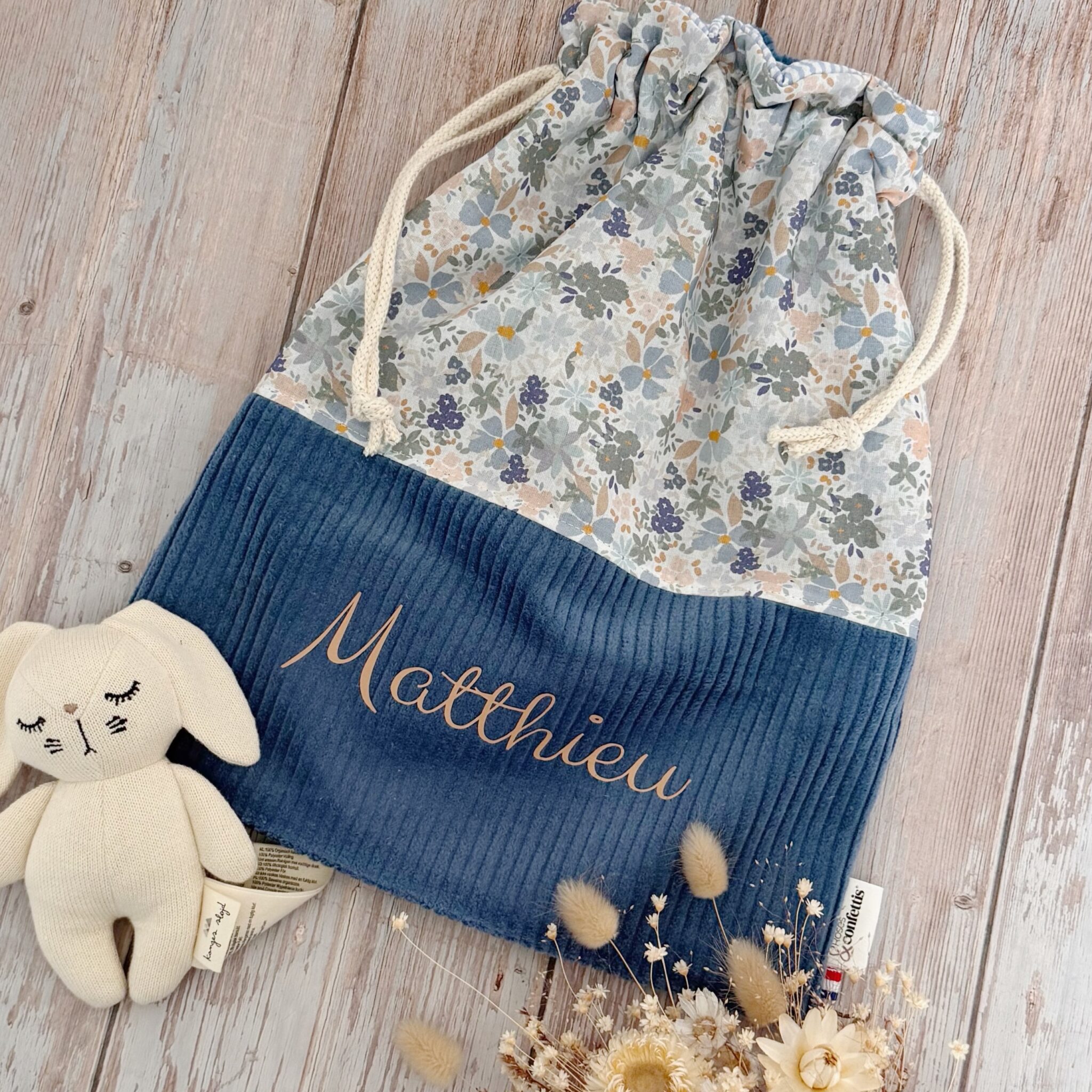 pochon enfant cadeau naissance velours