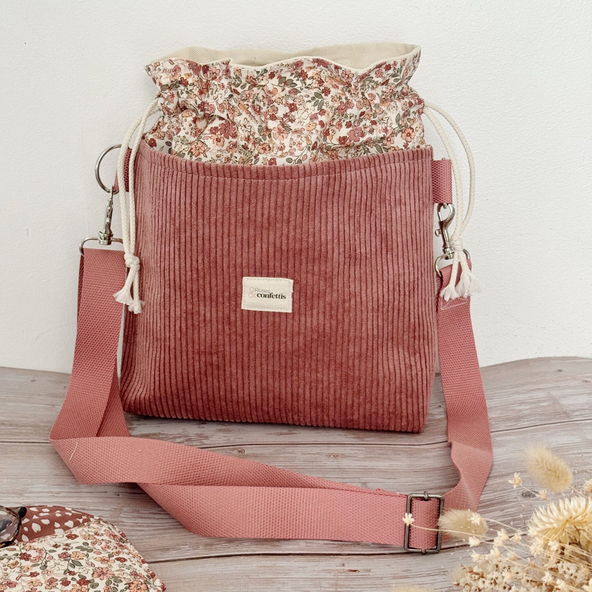 sac velours bandouliere cross body personnalisé cadeau maman femme