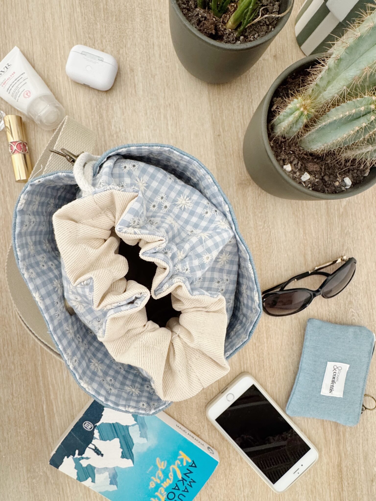 sac vichy denim bandouliere femme