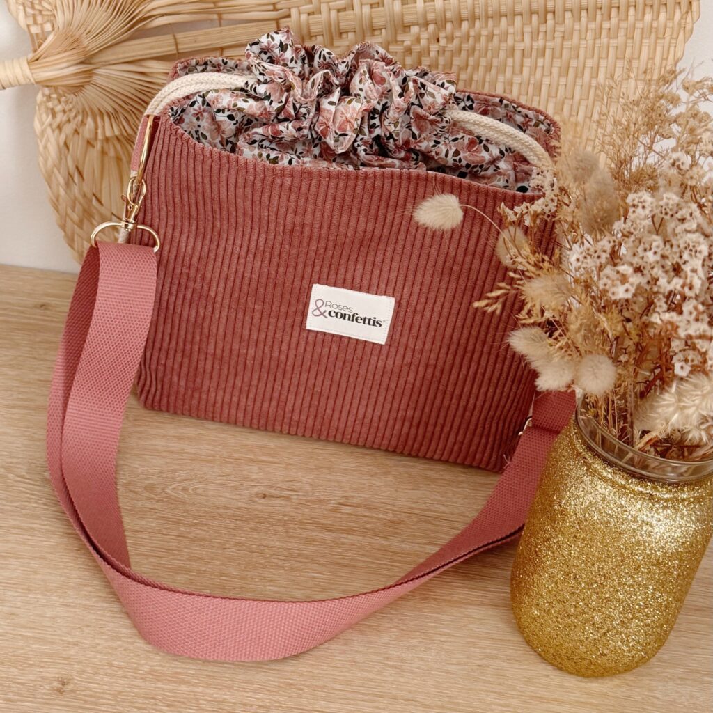 sac bandouliere femme velours tendre rose