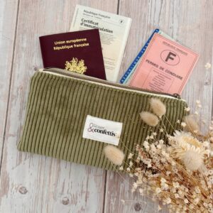 porte monnaie personnalise velours papiers passeport